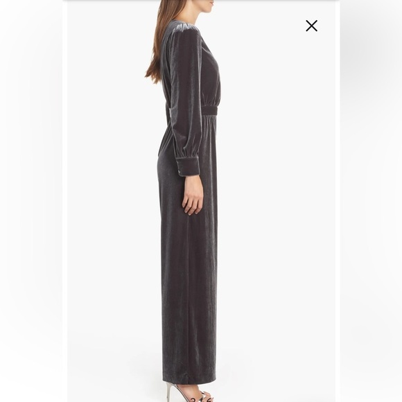 Eliza J Wrap Look Velvet Grey Pewter Jumpsuit - Picture 5 of 15